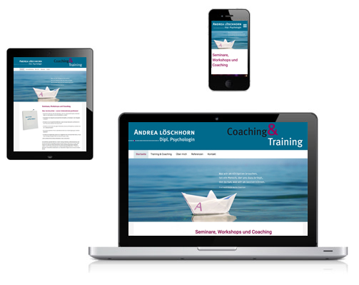Homepage für alle Endgeräte wie Smartphone, Tablet und Computer responsive Webdesign